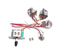 UPKOCH Electric Guitar Wiring Harness Kit 5-Way Toggle 1 Volume 2 Tone Pots 500K Components Black Knobs GU101