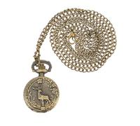 UPKOCH Elk Pocket Watch Vintage Alloys Glass Golden Hanging Chain | Retro Style, Press Crown to Open Dial Cover, Lightweight Build, Present Use or Costume Decor