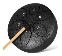 UPKOCH Ethereal Tongue Drum 3 Inch 6-note Pocket Drum Bag and Mallets Black Percussion Instrument for Boys and Girls and Adults Outdoor Handpan