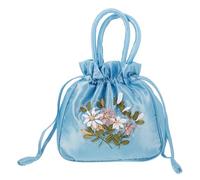 UPKOCH Ethnic Style Embroidered Handbag with Drawstring Closure Small Chic Tote Bag for Women Portable Floral Embroidery Purse with Handle Suitable for Parties Weddings and Daily Use