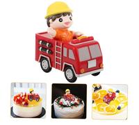 UPKOCH Fire Truck Doll for Boys Birthday Cake Adornment Toy Truck As Desktop Ornament Fire Engine Cake Decor