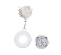 UPKOCH Flower Decor Nurse Pocket Watch Clip Movement Water Resistant for Women Medical Staff Students Nurses