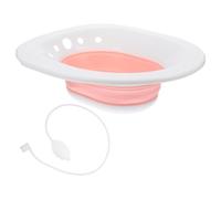 UPKOCH Foldable Sitz Bath Basin for Women and Elderly Toilet Seat Cleaner with Flusher Comfortable Private Parts Wash Basin Smooth Edges and Portable Pink Hygiene Bath