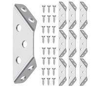 UPKOCH Furniture Corner Connector Bracket Secure Installation Stainless Steel 10pcs with Additional Stability , Sturdy Angle Brackets for Chair and Sofa for Home and Office Use