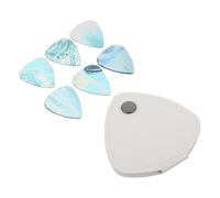 UPKOCH Guitar Pick Set with Pu Leather Storage Pouch, Ocean Blue Mixed Thickness Plectrums for Acoustic, Electric Bass Guitars, White Pick Holder Case for Beginners
