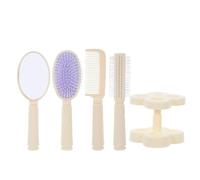 UPKOCH Hair Styling Comb Set Versatile Styling Solution 4pcs with Massage Design and Pp Material, Includes Handheld Mirror and Holder for Women for Travel and On-the-go Hair Care