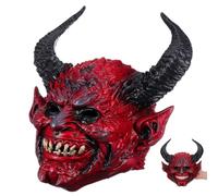 UPKOCH Halloween Face Devil Mask Horned Demon Scary Mask for Adults | Foam Build, Red Horned Head Cover, Elastic Strap Design, Good Comfort and Visibility for Cosplay Events