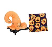 UPKOCH Halloween Pet Scarf and Hat Set Orange Bandana and Cap Festive Photography Prop for Dogs and Cats Unique Holiday Costume Accessory for Halloween Parties and Special Events