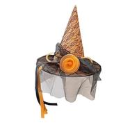 UPKOCH Halloween Witch Hat Orange Soft Pipe Flower Mesh Adult Women Wizard Costume Prop for Cosplay Theme Parties and Holiday Decorations