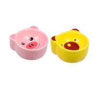 UPKOCH Hamster Ceramic Bowl 2pcs Pet Food Container Anti-spill Small Animal Feeding Dish Cute Animal Head Design Suitable for Hamster and Hedgehog Use Random Style