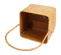 UPKOCH Hand-made Woven Basket with Handle Multi-functional Straw Braid Storage Organizer Basket for Succulent Plant Decoration and Outdoor Activities Delicate Stylish