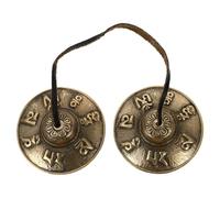 UPKOCH Handcrafted Copper Meditation Chime Cymbals Bell Portable Religious Percussion Instrument for Yoga Mindfulness Practice with Six-character Design