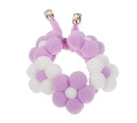 UPKOCH Handmade Knitted Pet Collar with Flowers and Pom Poms Durable Small Dog and Cat Neck Accessory Fashionable Purple and White Xs Collar for Pet Photography and Daily Wear