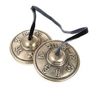 UPKOCH Handmade Tibetan Buddhist Cymbal Bell Pure Copper Meditation Instrument Small White Six-syllable Chant for Yoga Relaxation