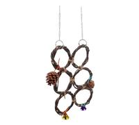 UPKOCH Handwoven Apple Branch Bird Swing Toy for Parrots 6-change Dual Row Sturdy Natural Material for Caged Birds and Cockatiels