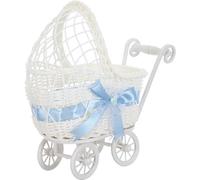 UPKOCH Handwoven Plastic Rattan Flower Basket with Charming Texture, Mini Stroller Shape Candy Storage Basket for Shower and Wedding Party Decor, Versatile and Natural Elegance Trolley