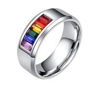 UPKOCH Love Eternal Rainbow Pride Ring Titanium Steel Stylish Embellishment for Lgbt Couples Colorful Band for Daily Wear Parties and Banquets Accessory