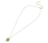 UPKOCH Lucky Four Leaf Clover Pendant Necklace for Women - Green Aventurine with Cubic Zirconia, Stainless Steel Collarbone Chain, Irish Luck Jewelry for St Patrick’S Day and Everyday