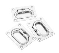 UPKOCH Marine Stainless Steel Flush Lift Ring Handles 3Pcs Spring Loaded Hatch Pull for Boat Deck and Locker Access