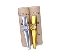 UPKOCH Metal Kazoos Set 2pcs Educational Musical Instruments for Children with Gold and Silver Metal Kazoo in Paper Tubes - Boys and Girls’ Funny Toy for Music Learning and Party Entertainment