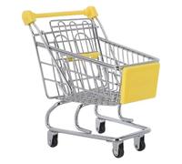 UPKOCH Metal Mini Shopping Cart with Smooth Rolling Wheels Seat and Easy Grip Handle Realistic Grocery Trolley for Interactive Role Play and Dollhouse Decor Yellow