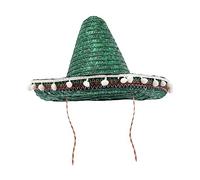 UPKOCH Mexican Party Straw Sombrero Hat with Colorful Pom Poms Lightweight Breathable Festival Accessory for Themed and Birthday Celebrations Green Adult Hat