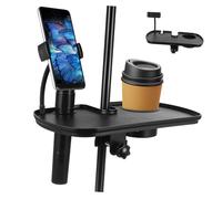 UPKOCH Mic Stand Tray Utility Shelf with Cup Holder ABS Material Secure Clamp-On Design Large Size for Microphone and Phone Easy Installation Space Saving Accessory