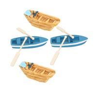 UPKOCH Micro Landscape Boat Ornament Miniature Blue Resin Boats with Wooden Paddles for Dollhouse Decor DIY Craft Projects Coastal and Beach Micro Gardening Supplies