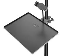 UPKOCH Microphone Stand Tray with Mobile Phone Clamp Adjustable Clip-on Shelf for Live Streaming Sound Card Holder 10.63X8.07 Inch Music Stand Accessory