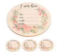 UPKOCH Mile Cards 4pcs Personalized Wooden Birth Announcement Newborn Name Sign Round Announcement Sign