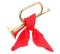 UPKOCH Military Bugle Trumpet for Beginners, Brass Wind Instrument with Mouthpiece, Gold Bugle Horn for School Band and Youth Performance, Includes Red Scarf Accessory