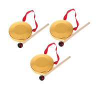 UPKOCH Mini 9cm Chinese Gong with Mallet, 3pcs Traditional Handheld Percussion Instrument Set for Boys and Girls and Party Props, Portable Metal Gong Toy for Musical Education and Celebration