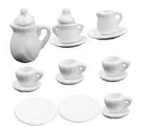UPKOCH Mini Ceramic Tea Set for Dollhouse Miniature Scene Model Tiny House Accessories with Delicate White Teapot Ornament for Desktop Decor and Collection