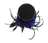 UPKOCH Mini Party Top Hat with Blue Plume, Black Fascinator Hair Clip for Women, Carnival and Photo Booth Accessory, Cocktail Tea Party Headwear, Dress Up Costume Prop