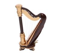 UPKOCH Mini Wooden Harp Model with Storage Case Musical Instrument Ornament for Dollhouse Fairy Garden Home Decoration Gift for Family and Friends