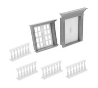 UPKOCH Miniature Dollhouse Door Window Fence Building Kit for Educational Craft Home Decor with Realistic Architectural Details DIY Model Accessories