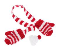 UPKOCH Miniature Knit Scarf and Gloves Set for Dolls Red and White Mini Doll Accessories Wear Resistant Accessory and DIY Miniature Scenes