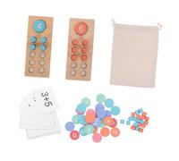 UPKOCH Montessori Mathematical Wooden Counting Frame with Colorful Blocks for Preschoolers Portable Early Arithmetic Learning Tool for Addition and Subtraction Practice
