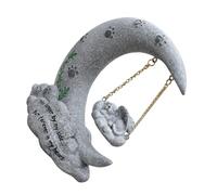 UPKOCH Moon Cat Monument Pet Memorial Stone Cat Grave Marker Resin Pet Grave Marker for Garden Decoration