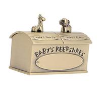 UPKOCH My First Tooth Box, Baby Metal Keepsake Box for Baby Teeth and Lanugo, Lovely Animal Pattern, Golden Memory Storage for Birthday or Baptism