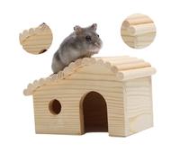 UPKOCH Natural Wood Hamster Hut with Door and Round Safe Small Animal House for Hamsters Mice and Hedgehogs Unpainted Wooden Nest Habitat Chewing and Nesting Instincts