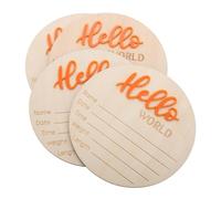 UPKOCH Newborn Birth Announcement Wooden Circles Cards for Boy Girl Elegant Nursery Photo Prop with Cute Patterns Keepsake Name Marker for Shower and Special Moments Orange