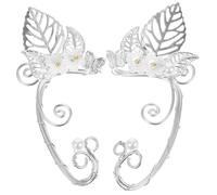 UPKOCH Non Pierced Women Ear Alloy Pearl Leaf Ear Clips Elegant Unique Earrings for Festival Stylish Fairy Costume Jewelry