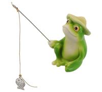 UPKOCH Outdoor Resin Frog Fishing Figurine Garden Ornament Cute Ugly-Cute Frog Statue for Lawn Porch Patio Yard Decor Waterproof Backyard Sculpture