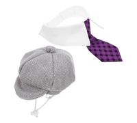 UPKOCH Pet Beret Hat and Bowtie for Cats Small Dogs Lightweight French Artist Style Headwear Cozy Cold Weather Costume Accessory for Holidays Parties and Photo Shoots