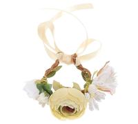 UPKOCH Pet Flower Headwear Floral Garland Cute Crown Headpiece for Rabbits Hamsters Dogs Xs Beige Soft Elegant Photo Prop for Parties and Festivals