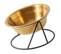 UPKOCH Pet Neck Protection Stainless Steel Dog Water Bowl with Elevated Black Iron Stand Non-slip High Base Kitten Feeder for Cats and Pets Gold Steel Single Bowl for Food and Water