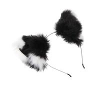 UPKOCH Plush Ears Headband and Headdress Cosplay Black White Faux Fur Animal Ear Hairband for Costume Party Photo Shoot Accessory