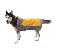 UPKOCH Premium Breathable Double Layer Dog Raincoat Yellow Polyester Pet Rain Jacket Comfortable and Outerwear for Wet Weather