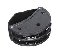 UPKOCH Professional Double Row Metal Foot Tambourine with Jingle Bells Elastic Strap Percussion Instrument for Music Education and Rhythm Development Bright Melodious Sound